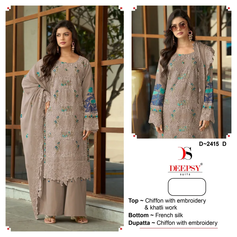 D 2415 A To D By Deepsy Chiffon Embroidered Salwar Kameez
